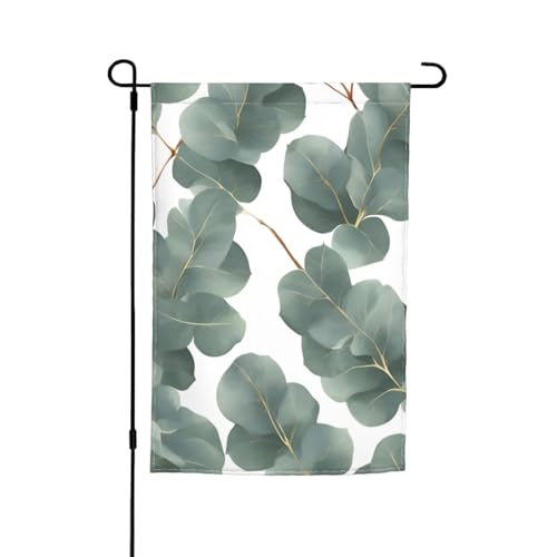 Eukalyptusblätter gedruckt 30,5 x 45,7 cm für Veranda, alle Jahreszeiten, für den Außenbereich, Hofdekorationsflaggen von Bkdogkt