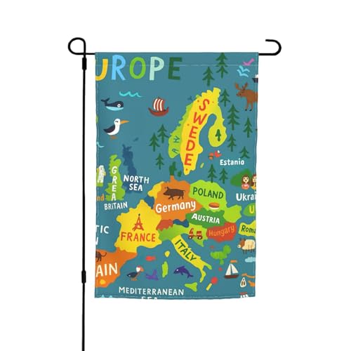Europa-Karte mit buntem Druck, 30,5 x 45,7 cm, Veranda, Ganzjahresflaggen, Hofdekoration, Terrassen-Flagge, Innenhof-Dekoration von Bkdogkt