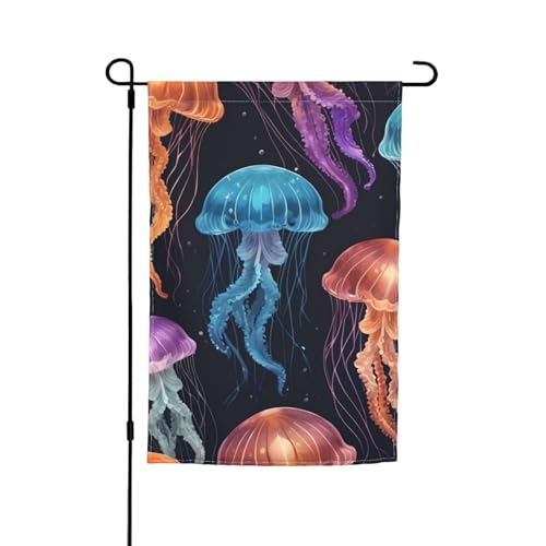 Farbige Quallen-Druck, 30,5 x 45,7 cm, Veranda, Ganzjahresflaggen, Hofdekoration, Terrassen-Flagge, Innenhof-Dekoration von Bkdogkt