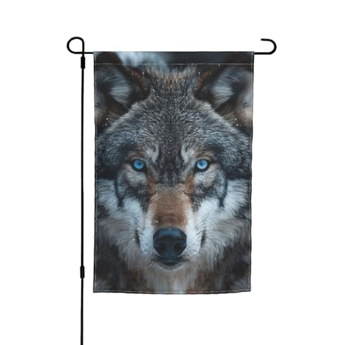 Gartenflagge mit blauem Augen, Wolf, 30,5 x 45,7 cm, für Veranda, alle Jahreszeiten Gartenflagge mit blauem Augen, Wolf, 30,5 x 45,7 cm, für Veranda, alle Jahreszeiten von Bkdogkt