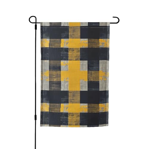 Gelb Grau Schwarz Karomuster 30,5 x 45,7 cm Veranda Ganzjahresflaggen Hofdekoration Terrasse Flagge Innenhof Dekor von Bkdogkt