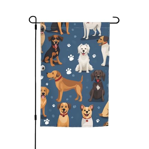 Hunde-Druck, 30,5 x 45,7 cm, Veranda-Flagge, Ganzjahresflagge, Hofdekoration, Terrassen-Flagge, Innenhof-Dekoration von Bkdogkt