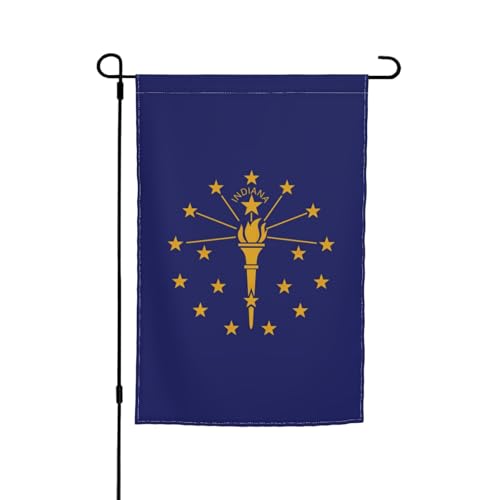 Indiana State Flagge, 30,5 x 45,7 cm, für Veranda, alle Jahreszeiten, für den Außenbereich, Hofdekoration Indiana State Flagge, 30,5 x 45,7 cm, für Veranda, alle Jahreszeiten, für den Außenbereich, Hofdekoration von Bkdogkt