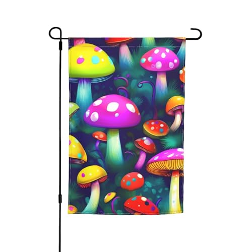 Kunstdruck "Bright Mushrooms", 30,5 x 45,7 cm, Veranda, ganzjährig, Outdoor-Flaggen, Hofdekoration, Terrassen-Flagge, Innenhof-Dekoration von Bkdogkt