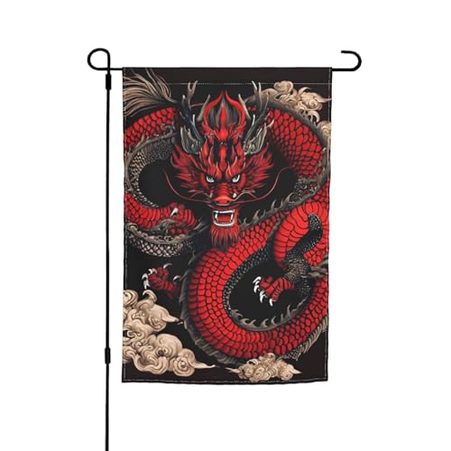 Magischer Drachen-Druck, 30,5 x 45,7 cm, Veranda-Flaggen, Ganzjahresflaggen, Hofdekoration, Terrassen-Flagge, Innenhof-Dekoration von Bkdogkt