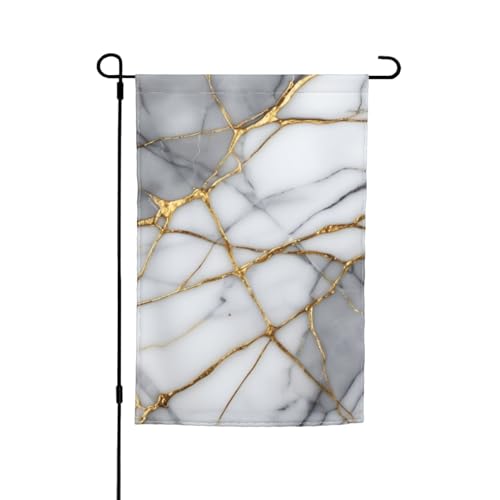 Marble Flagge mit schwarzem Golddruck, 30,5 x 45,7 cm, für Veranda, alle Jahreszeiten, für den Außenbereich, Hof, Terrasse, Hofdekoration von Bkdogkt