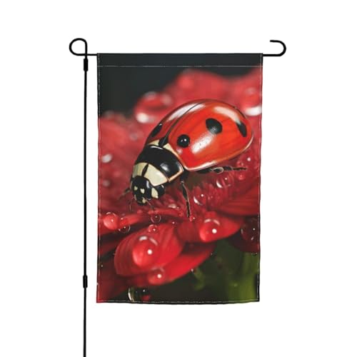 Marienkäfer-Blumendruck, 30,5 x 45,7 cm, Veranda, Ganzjahresflaggen, Hofdekoration, Terrassen-Flagge, Innenhof-Dekoration von Bkdogkt