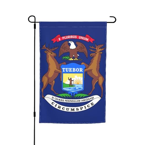 Michigan-Staatsflagge, Druck, 30,5 x 45,7 cm, Veranda, Ganzjahresflaggen, Hofdekoration, Terrassen-Flagge, Innenhof-Dekoration von Bkdogkt