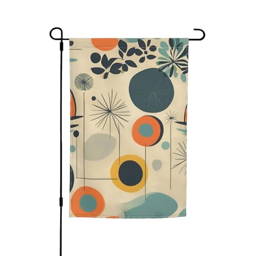 Moderner Stil der Mitte des Jahrhunderts, 30,5 x 45,7 cm, Allwetter-Veranda-Druck, Outdoor-Flaggen, Hofdekoration von Bkdogkt