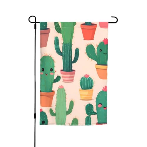 Niedlicher Kaktus-Druck, 30,5 x 45,7 cm, Veranda, Ganzjahresflaggen, Hofdekoration, Terrassen-Flagge, Innenhof-Dekoration von Bkdogkt