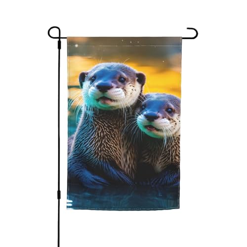 Niedlicher brauner Otter-Druck, 30,5 x 45,7 cm, Veranda, Ganzjahresflaggen, Hofdekoration, Terrassen-Flagge, Innenhof-Dekoration von Bkdogkt