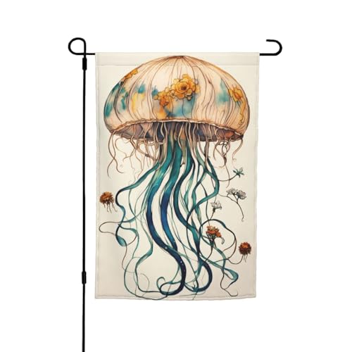 Quallenmuster-Druck, 30,5 x 45,7 cm, Veranda, Ganzjahresflaggen, Hofdekoration, Terrassen-Flagge, Innenhof-Dekoration von Bkdogkt