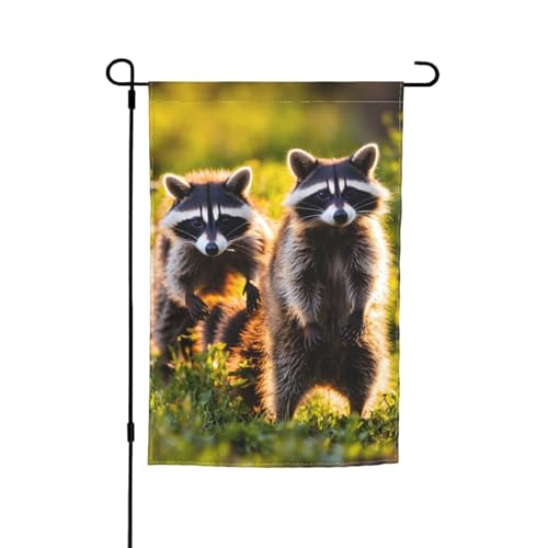 Süßer Waschbär-Druck, 30,5 x 45,7 cm, für Veranda, alle Jahreszeiten, Outdoor-Flaggen, Hof-Dekoration von Bkdogkt