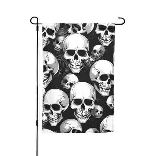 Weiße Punk-Totenkopf-Druck, 30,5 x 45,7 cm, Veranda, Ganzjahresflaggen, Hofdekoration, Terrassen-Flagge, Innenhof-Dekoration von Bkdogkt