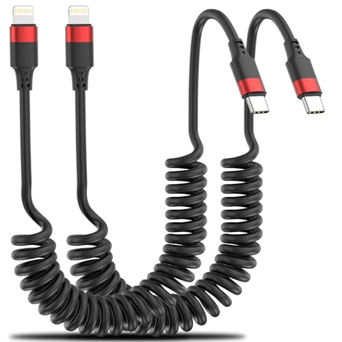 Sprial USB C auf Lightning-Kabel, 2 Stück, Sprial USB C iPhone-Ladekabel, Typ C auf Lightning-Kabel für iPhone 14, 13, 12, 11 Pro Max, Mini, XR, XS, 8 Plus, SE, Spiralkabel, USB-C-Apple-Carplay-Kabel Sprial USB C auf Lightning-Kabel, 2 Stück, Sprial USB C iPhone-Ladekabel, Typ C auf Lightning-Kabel für iPhone 14, 13, 12, 11 Pro Max, Mini, XR, XS, 8 Plus, SE, Spiralkabel, USB-C-Apple-Carplay-Kabel von Bkduice