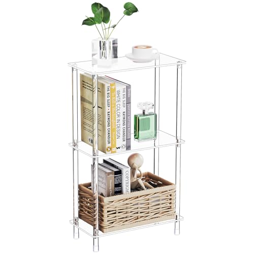 Bkemiy Schmaler Beistelltisch aus transparentem Acryl für kleine Räume, 40 cm L x 20 cm B x 67,8 cm H, 3 Etagen, rechteckig, schmaler Beistelltisch, kleiner Mini-Nachttisch für Schlafzimmer Bkemiy Schmaler Beistelltisch aus transparentem Acryl für kleine Räume, 40 cm L x 20 cm B x 67,8 cm H, 3 Etagen, rechteckig, schmaler Beistelltisch, kleiner Mini-Nachttisch für Schlafzimmer von Bkemiy