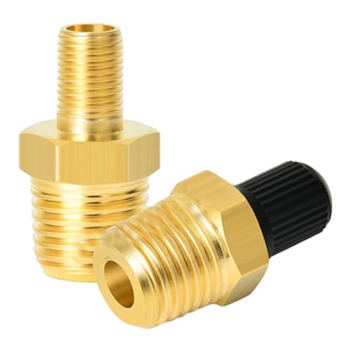 2 Stück 1/4" NPT Messing Luchtcompressor, Schrader Ventil Hochwertiger Luftventil, Reifen Luftkompressorventil Autoventil Tank Füllventile für Auto LKW PKW von Bkemkri