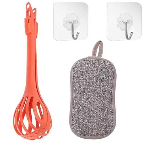 Bkemkri Multifunktionaler Eierschläger, Multifunktionaler Schneebesen 2 In 1, Lebensmittel Clips, mit Spülschwamm und 2 Stück Transparente Klebehaken, Manueller Handmixer, Zum Rühren, Mischen, Kochen Bkemkri Multifunktionaler Eierschläger, Multifunktionaler Schneebesen 2 In 1, Lebensmittel Clips, mit Spülschwamm und 2 Stück Transparente Klebehaken, Manueller Handmixer, Zum Rühren, Mischen, Kochen von Bkemkri
