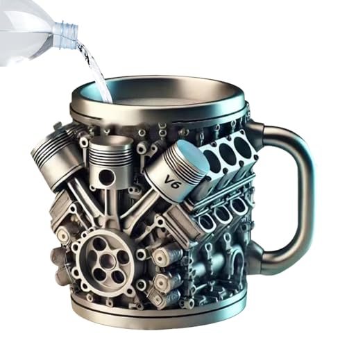 Bkljkf Edelstahl Isolierbecher - Kreatives Motordesign Trinkbecher,Spülmaschinenfeste Kaffee- und Teebecher für Reise, Workshop, Zuhause & Pendeln von Bkljkf