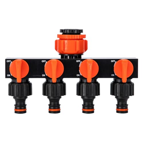 Bkljkf Gartenschlauch Verteiler | 4-Wege Gartenschlauch Verteiler Mit Unabhängigen Anschlüssen | Zapfenverbinder Für Bewässerung Auto Waschen Gewächshaus Camping Garten Landwirtschaft von Bkljkf