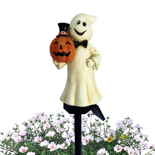 Bkljkf Halloween Geisterlichter Für Draußen | wasserdichte Solar Gartenstehlampen,Leuchtende Deko Natürlich Niedlich Für Party Garten Terrasse Außenbereich Wegbeleuchtung Innen Haus Vorböden Rasen von Bkljkf