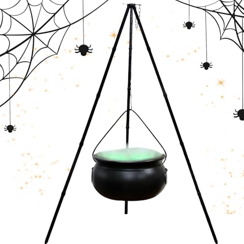 Bkljkf Hexen| Mit LED-Lichteffekten Halloween Schwarzer Dreibein - Vintage Dekotopf Für Gruselhaus Garten Küchenparty Terrasse von Bkljkf