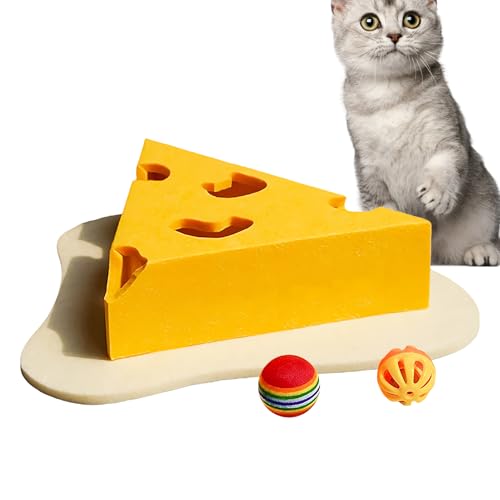 Bkljkf Katzenkratzmatten,Interaktives Kätzchen Kratzbrett Mit Käse Design | Robuster Kratzspielzeug Für Kitten Alle Größen von Bkljkf