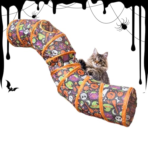 Bkljkf Katzentunnel | Halloween Gotisch Interaktives Spielzeug Für Kätzchen - Klappbare Kleintierhöhle Spielversteck für Frettchen Hamster Kaninchen - Für Kaninchen Welpen Hamster Hunde von Bkljkf