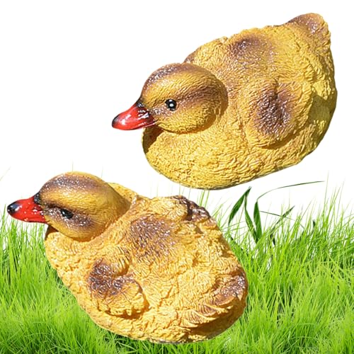 Bkljkf Outdoor Enten Statuen - Teich-Schwimmfiguren 2er-Set - Harz Enten Deko Schwarz-Gelb Für Garten Terrasse Rasen Außenbereich von Bkljkf