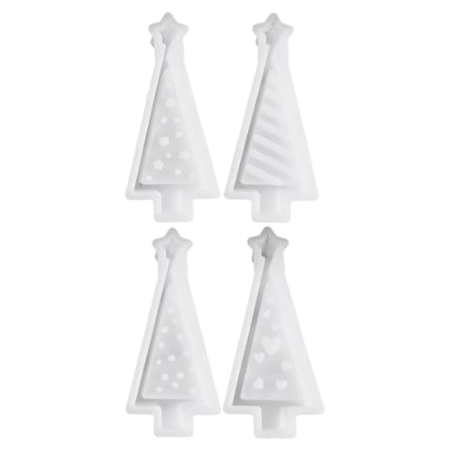 Bkljkf Weihnachtskerze Silikonform - Weihnachtsliche 3D Baumform Kerzenform,4 Stücke Einfache Entformung Silikon Handwerk Gussform Für Heimstudio Kunstprojekt Erwachsene Kinder von Bkljkf