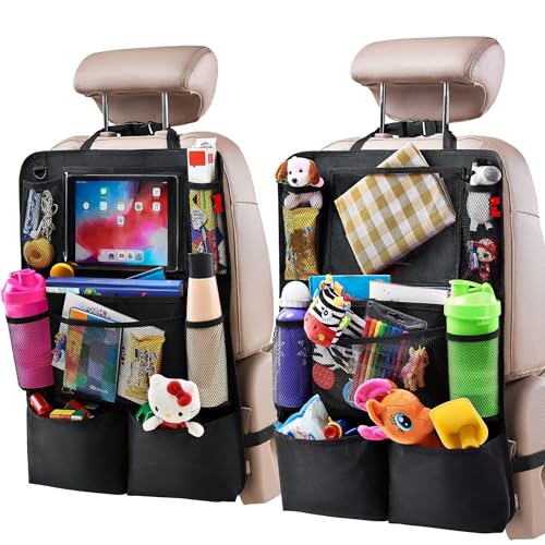 Bkrdty Auto Rückenlehnenschutz 2 stück Rückenlehnenschutz Wasserdicht Multifunktionale Autositzorganisator mit Tabletfach und 10 Taschen das Auto Ssauber und Ordentlich zu Halten von Bkrdty