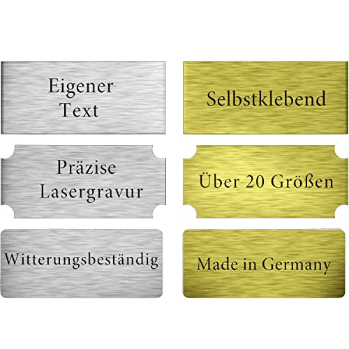 Bl4ckPrint 2x Klingelschild selbstklebend Briefkastenschild - Briefkasten Namensschild Türschild mit Gravur Silber Gold Witterungsbeständig verschiedene Formen und Größen von Bl4ckPrint