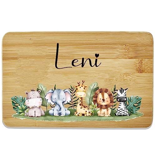 Bl4ckPrint Kinder Frühstücksbrettchen personalisierbar mit Name - Jausenbrett mit Gravur - Frühstücksbrettchen Kinder - Individuelles Holzbrettchen mit niedlichem Tiermotiv & Namen Bl4ckPrint Kinder Frühstücksbrettchen personalisierbar mit Name - Jausenbrett mit Gravur - Frühstücksbrettchen Kinder - Individuelles Holzbrettchen mit niedlichem Tiermotiv & Namen von Bl4ckPrint