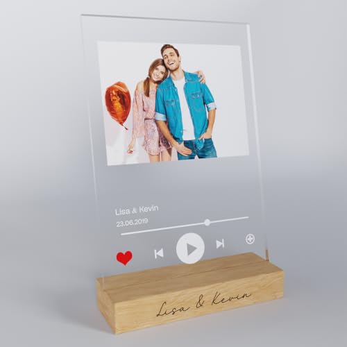 Bl4ckPrint Song Cover Spotify Glas Foto aus Acrylglas - personalisiertes, mit Name - Geschenk mit Bild im Spotify Musik Cover Design - Fotogeschenke für Sie & Ihn - Musikbild von Bl4ckPrint