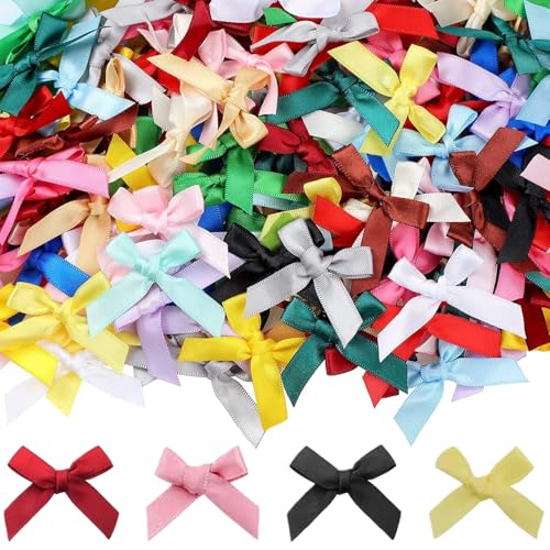Blablablalu 300pcs Mini Bögen für Handwerk, 0, 4 farbenfrohe Polyester Mini -Bandbögen für Haarclips Machen Scrapbooking -Verzierung DIY -Projekte winzig für Handwerks von Blablablalu