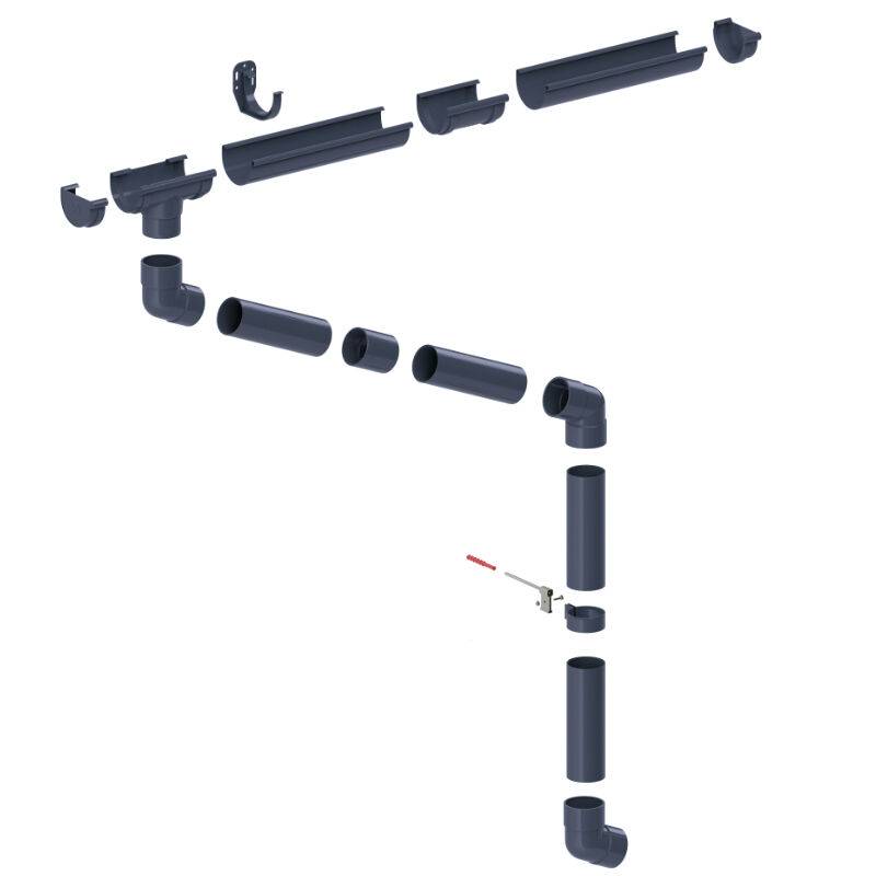 Dachrinnenset KROP PVC 130/90 mm 6 - 8 m Länge von Blachotrapez GmbH