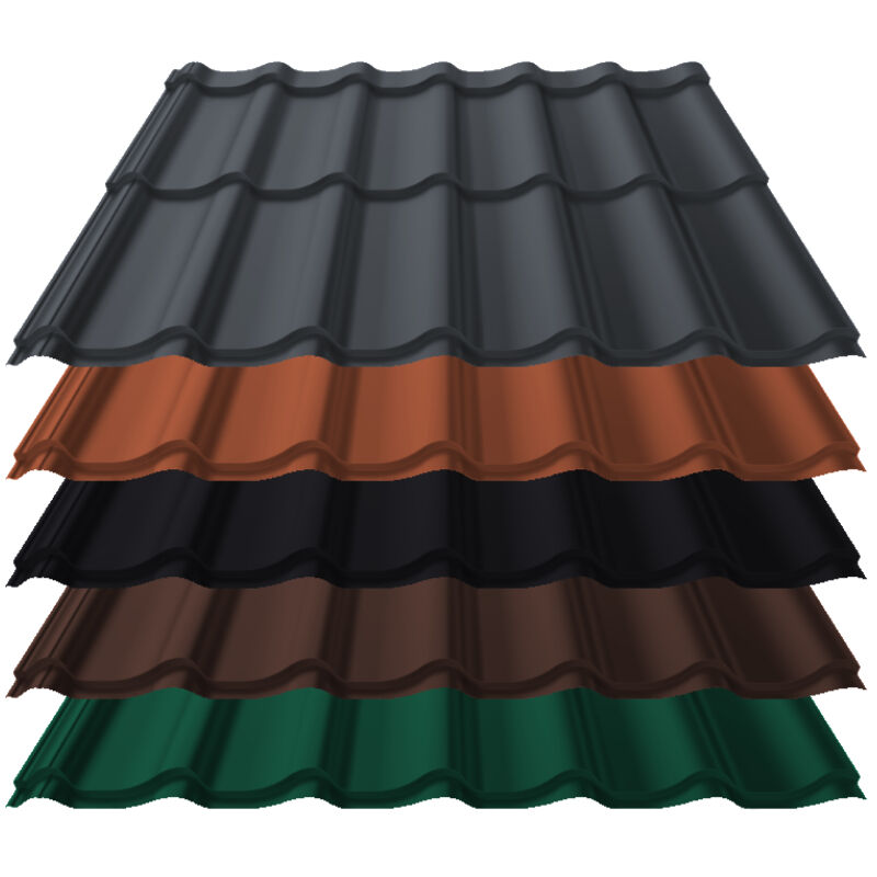 Pfannenblech Kingas Eco+ | 0,50 mm | Stahl | Modullänge 350 mm | 25 µm ThyssenKrupp Polyester Pfannenblech Kingas Eco+ | 0,50 mm | Stahl | Modullänge 350 mm | 25 µm ThyssenKrupp Polyester von Blachotrapez GmbH