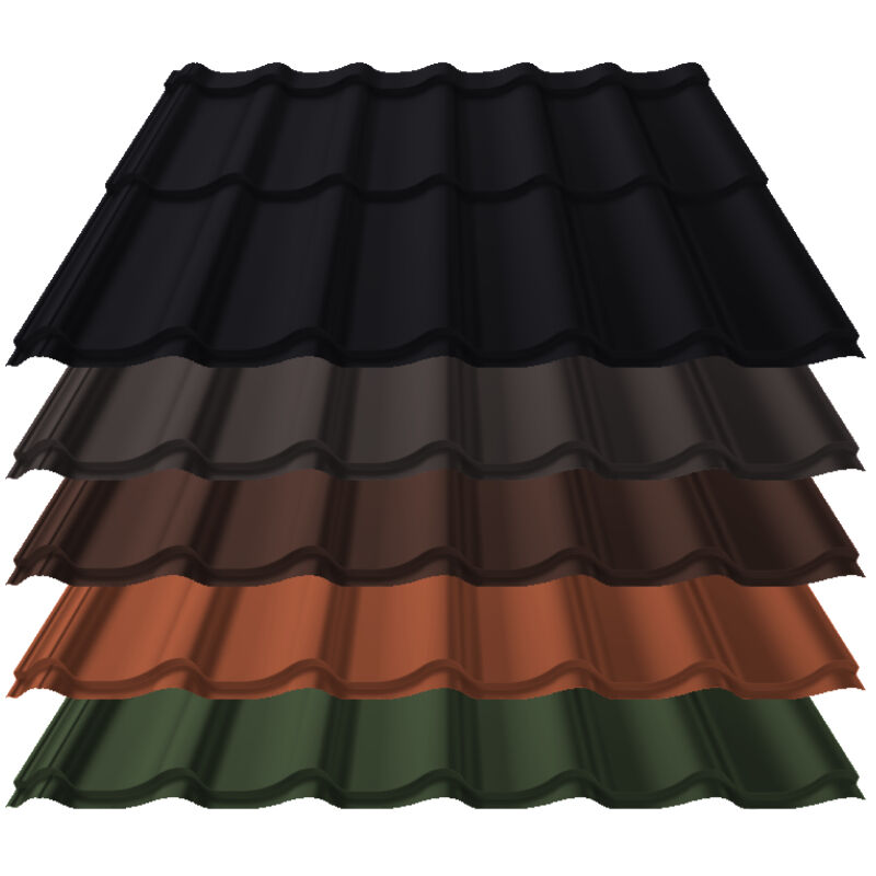 Pfannenblech Kingas Eco+ | 0,50 mm | Stahl | Modullänge 350 mm | 35 µm ThyssenKrupp Matt Pfannenblech Kingas Eco+ | 0,50 mm | Stahl | Modullänge 350 mm | 35 µm ThyssenKrupp Matt von Blachotrapez GmbH