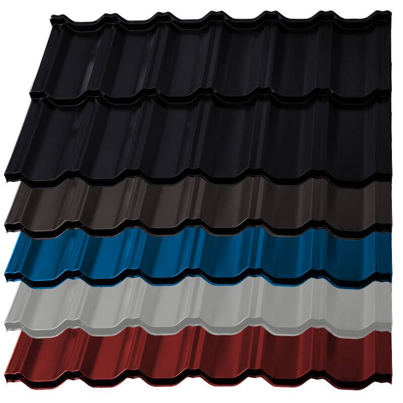 Pfannenmodul German Simetric | 0,50 mm | Stahl | Modullänge 350 mm | 25 µm Polyester Pfannenmodul German Simetric | 0,50 mm | Stahl | Modullänge 350 mm | 25 µm Polyester von Blachotrapez GmbH