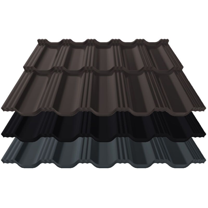 Pfannenmodul Germania Simetric | 0,50 mm | Stahl | Modullänge 350 mm | 50 µm ThyssenKrupp Matt Premium von Blachotrapez GmbH