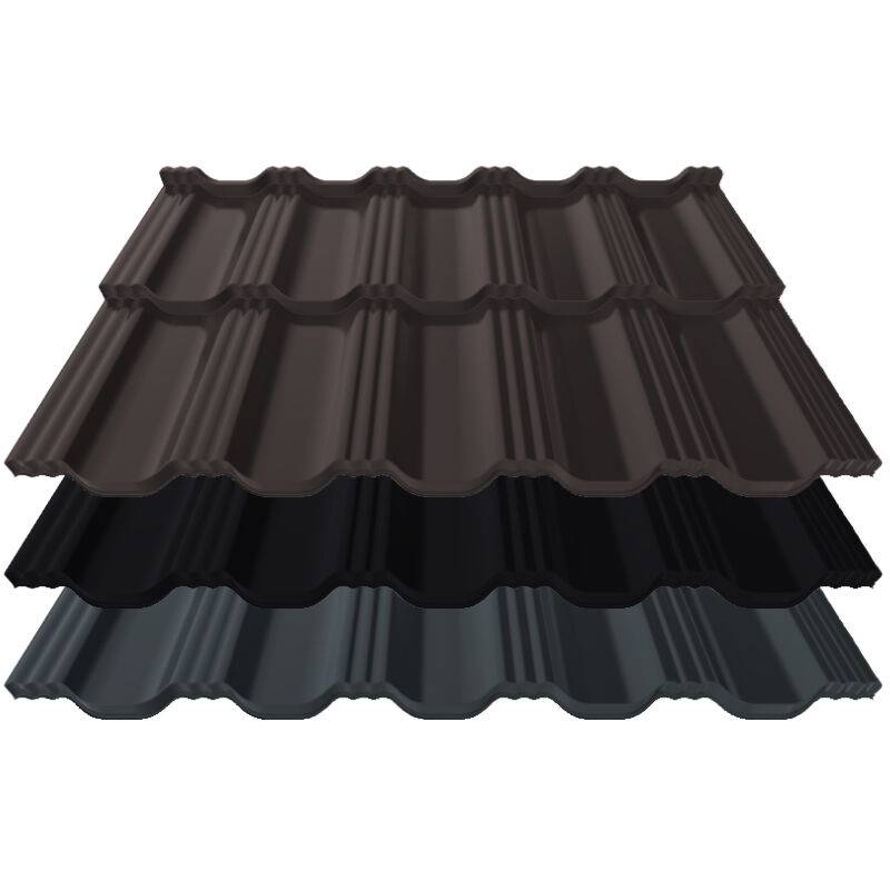 Pfannenmodul Germania Simetric | 0,50 mm | Stahl | Modullänge 350 mm | 50 µm ThyssenKrupp Matt Premium von Blachotrapez GmbH