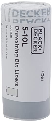 BLACK+DECKER BXBB0005E Müllbeutel mit Zugband, 5-10 l, 20er-Packung, Weiß von Black+Decker