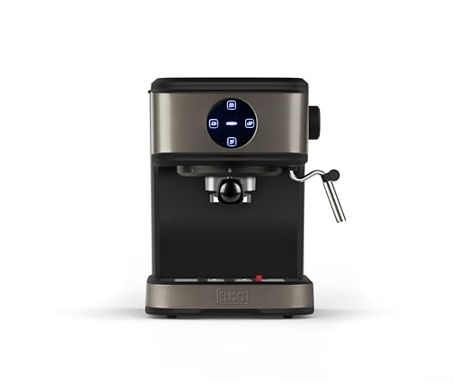 BLACK+DECKER BXCO850E - Espressomaschine, 20bar, 1 oder 2 Kaffees, Dampffunktion, Auto-Stopp, programmierbare Menge, Extra-Sahne-System, 1,5l, Anti-Fingerprint-Edelstahloberfläche, 850W von BLACK+DECKER