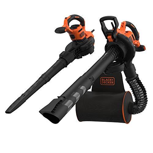 Black+Decker 3-in-1 Elektro Laubsauger & Laubbläser (3.000 Watt, mit Häcksler, 72l Fangsack-Rucksack – hohe Blasgeschwindigkeit & verstellbare Saugleistung, für Terrassen, Wege, Einfahrten) BEBLV300 von Black+Decker