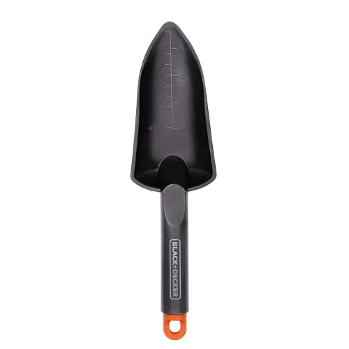 BLACK+DECKER Gartenschaufel - mit Größenmarkierung - Schaufel 30.5CM - Polypropylen - Schwarz/Orange von BLACK+DECKER