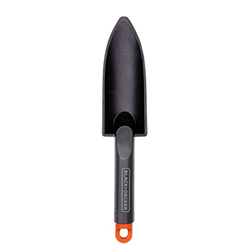 BLACK+DECKER Gartenschaufel - mit Größenmarkierung - Schaufel 30.5CM - Polypropylen - Schwarz/Orange von Black+Decker