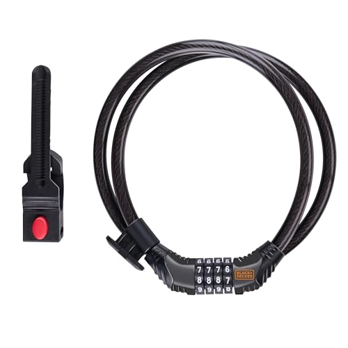 BLACK+DECKER Kombinationsschloss – Ø10 x 180 cm – Fahrrad/Roller/Motorrad – 4 Ziffern von BLACK+DECKER