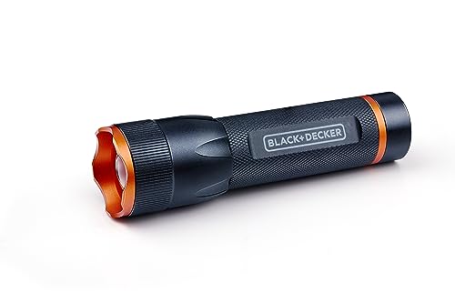 BLACK+DECKER LED Taschenlampe 400 Lumen - 10W - 200M Reichweite - 3 Lichtmodi: Hoch, Niedrig, Pulsierend - Schwarz/Orange von Black+Decker