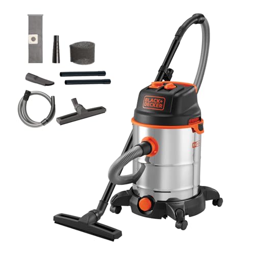 BLACK+DECKER Nass und Trockensauger BXVC30XTDE mit Integrierte Steckdose für Elektrowerkzeug (1600 W, 30 liter) von Black+Decker