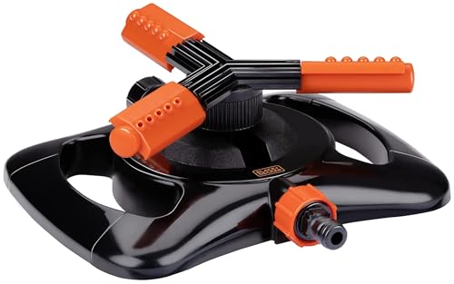 BLACK+DECKER Rasensprenger 3 Arme – 360° Bewässerung – 25 x 24 x 8 cm – Gartenschlauchanschluss – Schwarz/Orange von BLACK+DECKER